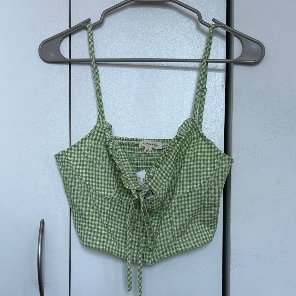 PacSun Green Checkered Crop Top